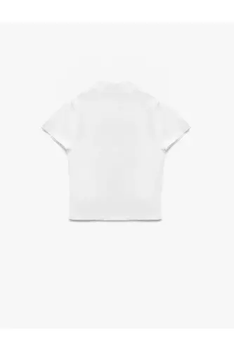 Pamuklu Slim Fit Kısa Kollu Dik Yaka Tişört - 2