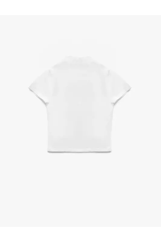 Pamuklu Slim Fit Kısa Kollu Dik Yaka Tişört - 2