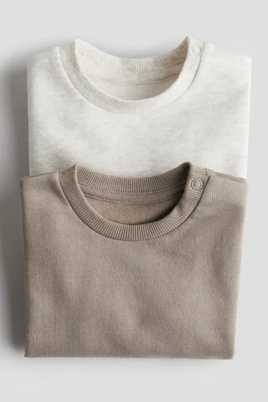 2’li Pamuklu Sweatshirt - Toprak rengi/Natürel beyaz - 2