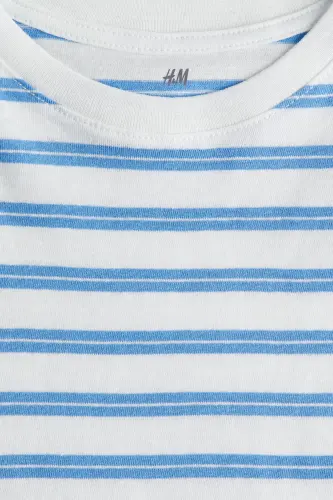 Pamuklu Tişört - Açık mavi/Çizgili - H&M (1)
