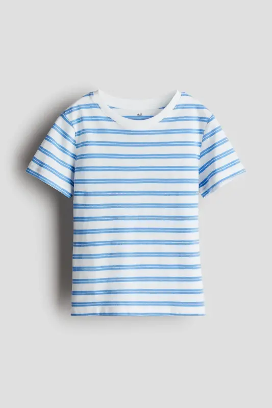 Pamuklu Tişört - Açık mavi/Çizgili - H&M