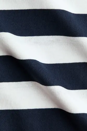 Pamuklu Tişört-Lacivert/Beyaz çizgili - H&M (1)