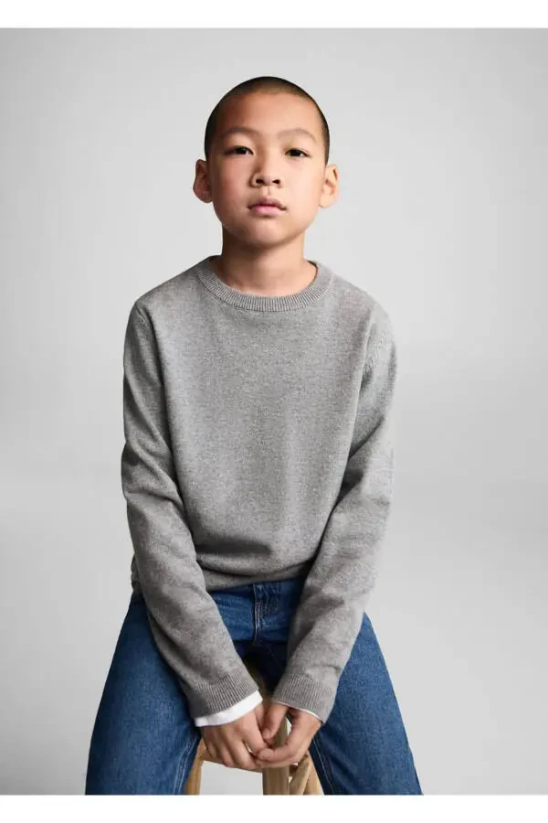 Pamuklu Triko Kazak-Orta Kırçıllı Gri - 1