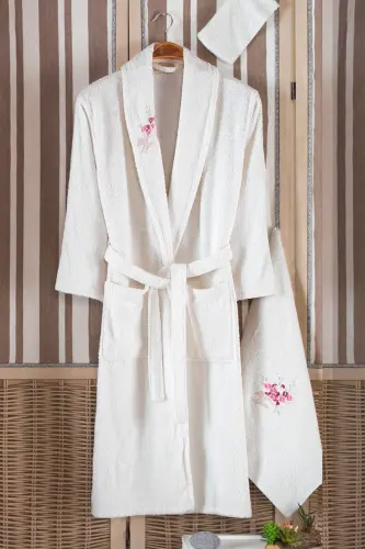 Pamuxu 8 Pieces Family Bathrobe Set-Beige - GÜVENAL (1)