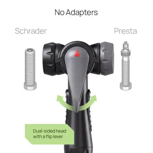 Panaride Compact Bike Floor Pump, Portable Manual Bicycle Tire Inflator, Presta and Schrader Valves, Folding Footrest for Road, Mountain and Stroller Tires - 5
