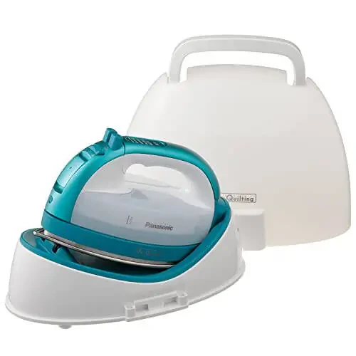 Panasonic Cordless Iron, Portable 360-Degree Freestyle Dry/Steam Iron with Precision Tips and Stainless Steel Soleplate, Anti-Calc and Anti-Drip, Power Base and Carrying/Storage - NI-QL1000G (Teal) - 1