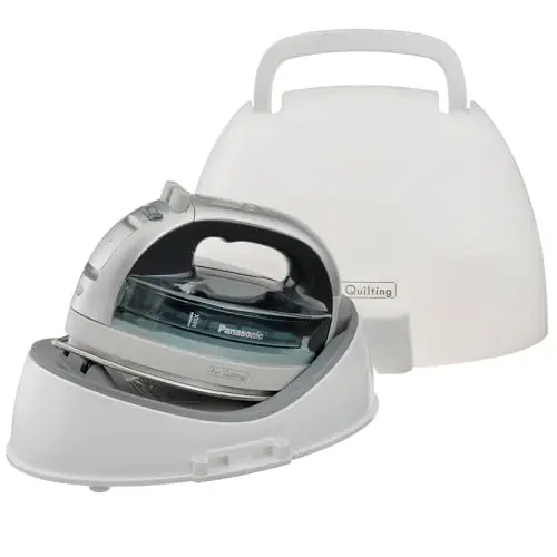 Panasonic NI-QL1100L Cordless Steam/Dry Iron, 1500W Wide Stainless Steel Plate, Silver/Light Blue - PANASONIC