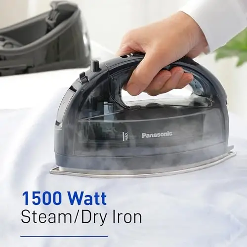 Panasonic NI-WL700A Cordless Steam/Dry Iron, 1500W Wide Stainless Steel Plate, Black/Dark Blue - 5