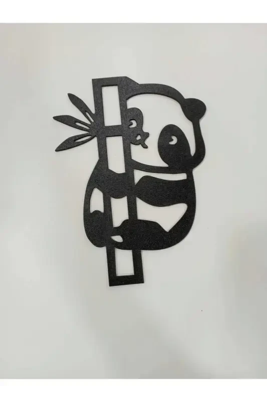 Panda 3 dona devor dekorasi qora yog'ochdan - 2