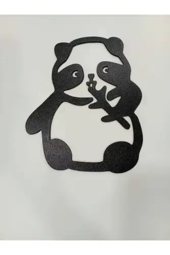 Panda 3 dona devor dekorasi qora yog'ochdan - 3