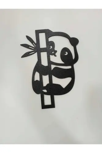 Panda 3lü Duvar Dekoru Siyah Ahşap Lazer Tablo - GENEL MARKALAR (1)