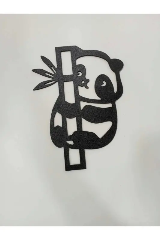 Panda 3lü Duvar Dekoru Siyah Ahşap Lazer Tablo - 2