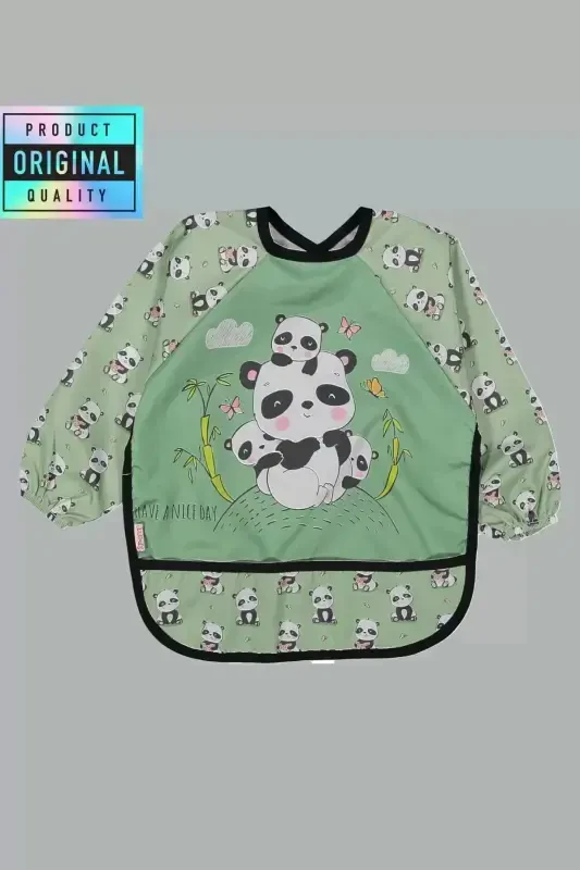 Panda Baskılı Giyilebilir Su Geçirmez Mama Önlüğü - BABYDONAT