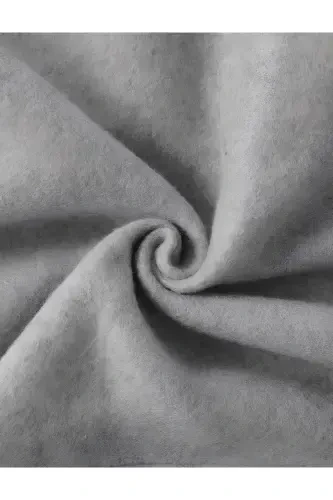 Panda bosma kulrang mavsumiy fermuarli kapüşonli polar kardigan kurtka-GRİ8 - 3