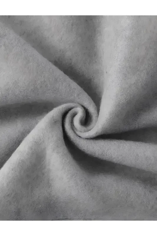 Panda bosma kulrang mavsumiy fermuarli kapüşonli polar kardigan kurtka-GRİ8 - 3