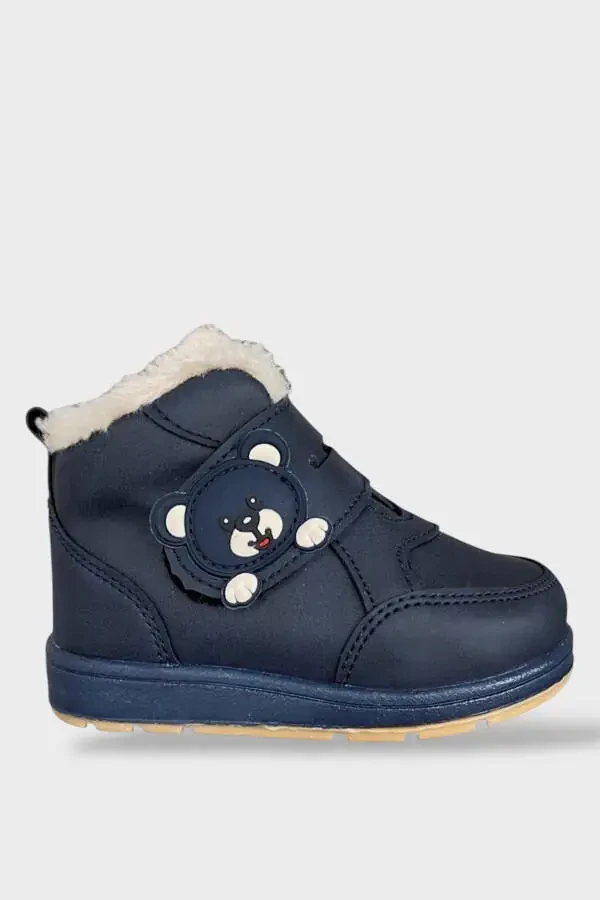Panda Detailed Furry Unisex Baby Booties NAVY - 1