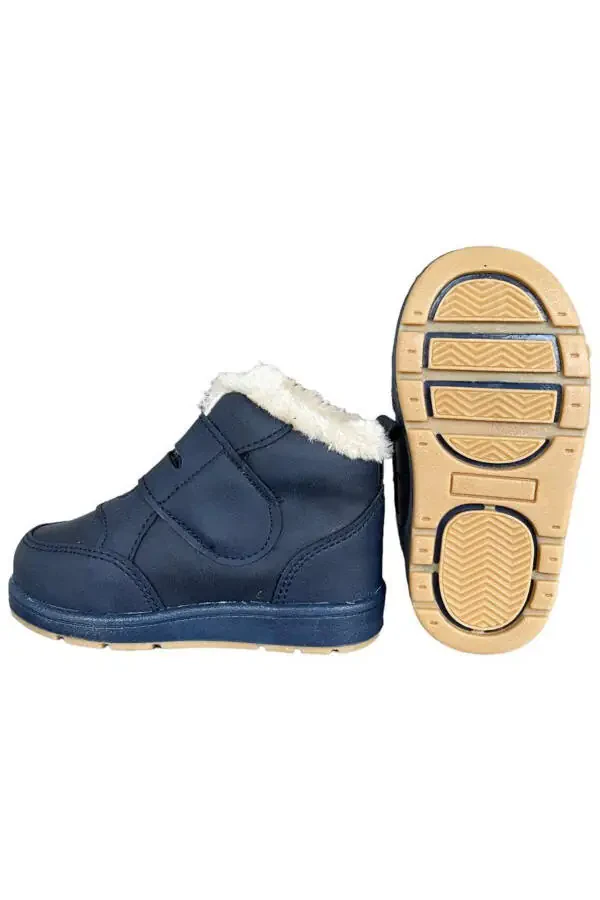 Panda Detailed Furry Unisex Baby Booties NAVY - 3