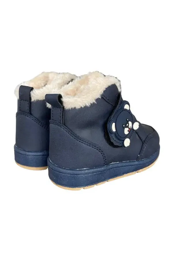 Panda Detailed Furry Unisex Baby Booties NAVY - 4