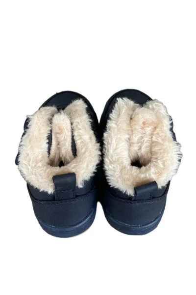 Panda Detailed Furry Unisex Baby Booties NAVY - 5