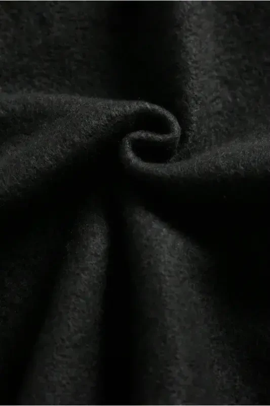 Panda Print Black Seasonal Zippered Hooded Fleece Cardigan Jacket-BLACK8 - 3