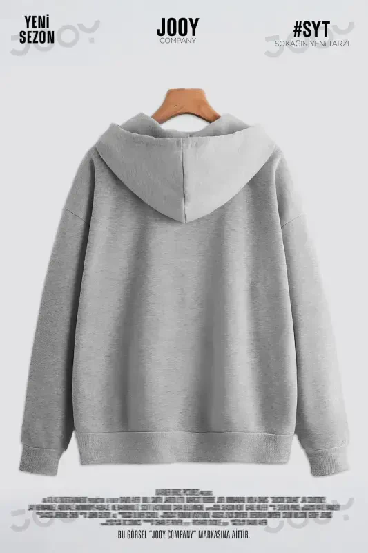 Panda Print Gray Seasonal Zippered Hooded Fleece Cardigan Jacket-GRAY8 - 2