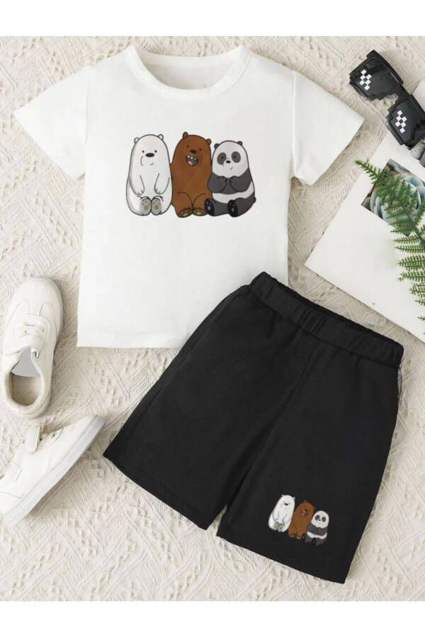 Panda Printed Girls/Boys Shorts Set - 2