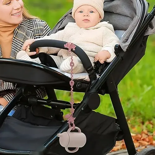 PandaEar 8 dona chaqaloq o'yinchoq tasmalar va silikon emzik qisqichlari, dinozavr silikon emzik tishlash uchun tasmalar va chaqaloq o'g'il va qiz bolalar uchun bir qismli dizaynli emzik ushlagich qisqichlari - 3