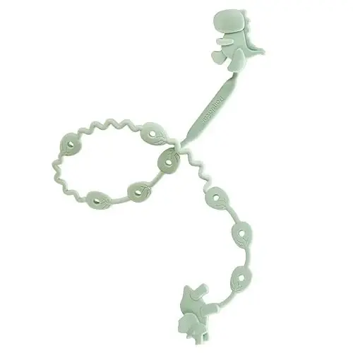 PandaEar 8 dona chaqaloq o'yinchoq tasmalar va silikon emzik qisqichlari, dinozavr silikon emzik tishlash uchun tasmalar va chaqaloq o'g'il va qiz bolalar uchun bir qismli dizaynli emzik ushlagich qisqichlari - 5