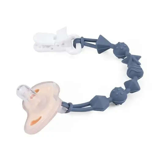 PandaEar 8 dona chaqaloq o'yinchoq tasmalar va silikon emzik qisqichlari, dinozavr silikon emzik tishlash uchun tasmalar va chaqaloq o'g'il va qiz bolalar uchun bir qismli dizaynli emzik ushlagich qisqichlari - 6