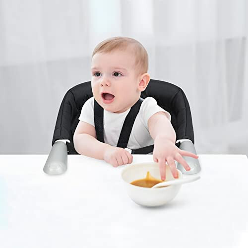 PandaEar Hook On High Chair | Baby Portable High Chair for Travel | Table High Chair Clip On Baby Eating Chair Booster Seat for Dining (Black) - 46