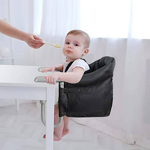 PandaEar Hook On High Chair | Baby Portable High Chair for Travel | Table High Chair Clip On Baby Eating Chair Booster Seat for Dining (Black) - 47