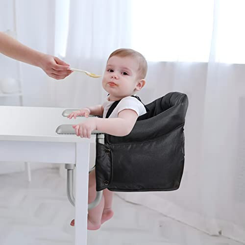 PandaEar Hook On High Chair | Baby Portable High Chair for Travel | Table High Chair Clip On Baby Eating Chair Booster Seat for Dining (Black) - 40