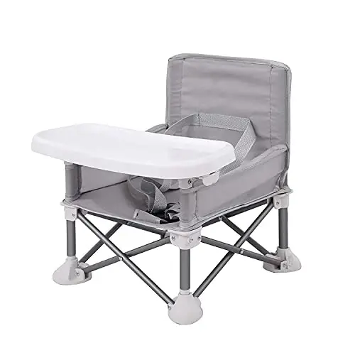 PandaEar Portable Baby Seat Travel | Compact Fold with Straps for Indoor/Outdoor Use | Great for Camping, Beach, Lawn | Toddlers, Kids, Boys, Girls (Grey) - PANDAEAR