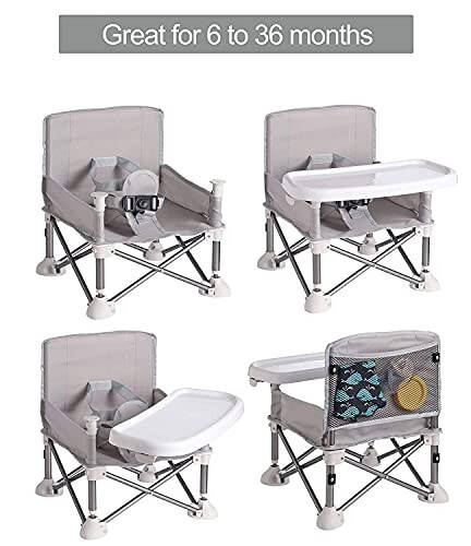 PandaEar Portable Baby Seat Travel | Compact Fold with Straps for Indoor/Outdoor Use | Great for Camping, Beach, Lawn | Toddlers, Kids, Boys, Girls (Grey) - 26