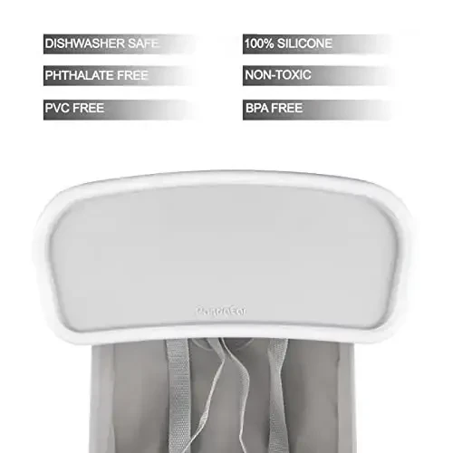 PandaEar Portable Baby Seat Travel| Ichki/tashqi foydalanish uchun kamarlar bilan ixcham katlama | Camping, plyaj, maysazor uchun ajoyib | Bolalar, bolalar, o'g'il bolalar, qizlar (Placemat bilan kulrang) - 6