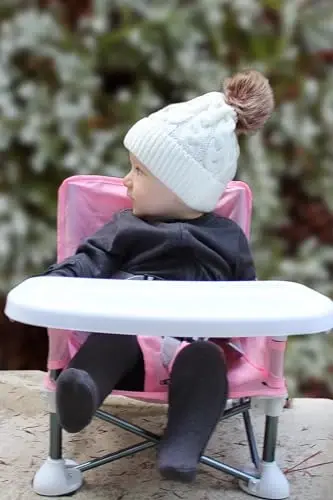 PandaEar Portable Baby Seat Travel| Compact Fold with Straps for Indoor/Outdoor Use| Great for Camping, Beach, Lawn |Toddlers, Kids, Boys, Girls (Pink) - 3