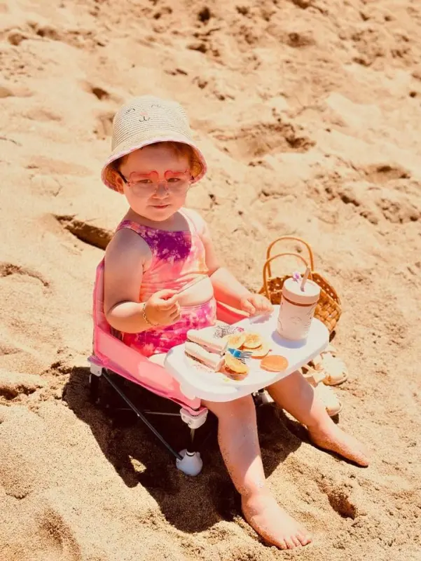 PandaEar Portable Baby Seat Travel| Compact Fold with Straps for Indoor/Outdoor Use| Great for Camping, Beach, Lawn |Toddlers, Kids, Boys, Girls (Pink) - 4