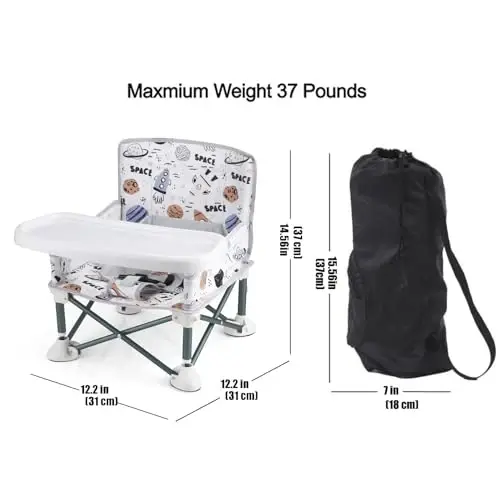 PandaEar Portable Baby Seat Travel| Compact Fold with Straps for Indoor/Outdoor Use| Great for Camping, Beach, Lawn |Toddlers, Kids, Boys, Girls (Without Placemat, White) - 6