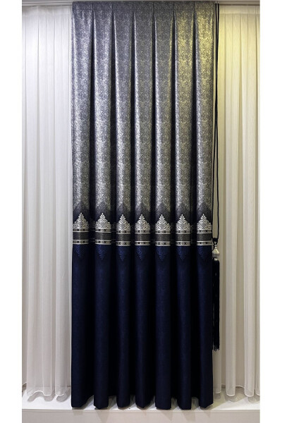 Panel Backdrop Curtain Navy Silver (Single Wing) - 1