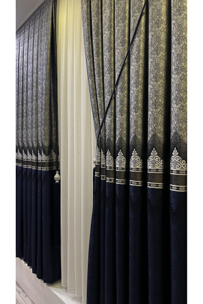 Panel Backdrop Curtain Navy Silver (Single Wing) - 4