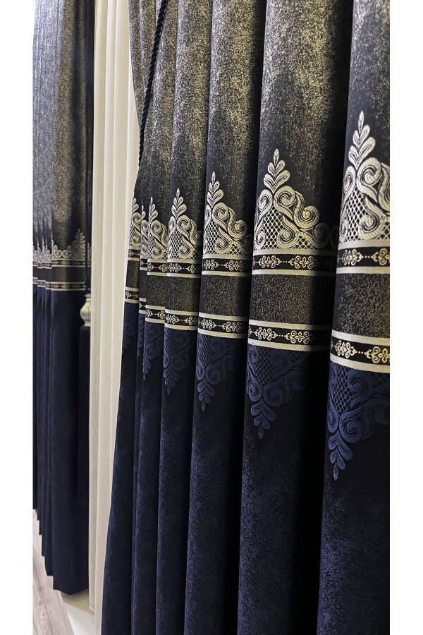 Panel Backdrop Curtain Navy Silver (Single Wing) - 5