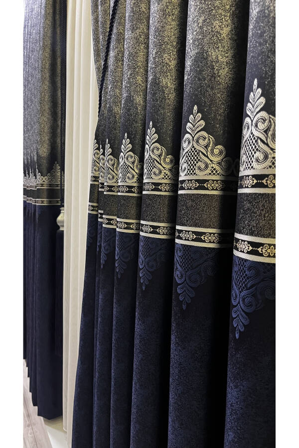 Panel Backdrop Curtain Navy Silver (Single Wing) - 12