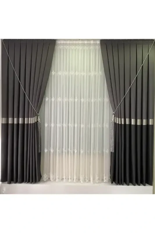 Panel Background Curtain Dark Gray Anthracite (Single Wing)-Dark Gray Anthracite - 2