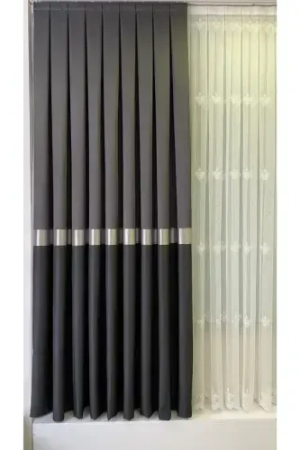 Panel Background Curtain Dark Gray Anthracite (Single Wing)-Dark Gray Anthracite - 5