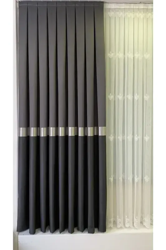 Panel Background Curtain Dark Gray Anthracite (Single Wing)-Dark Gray Anthracite - 5