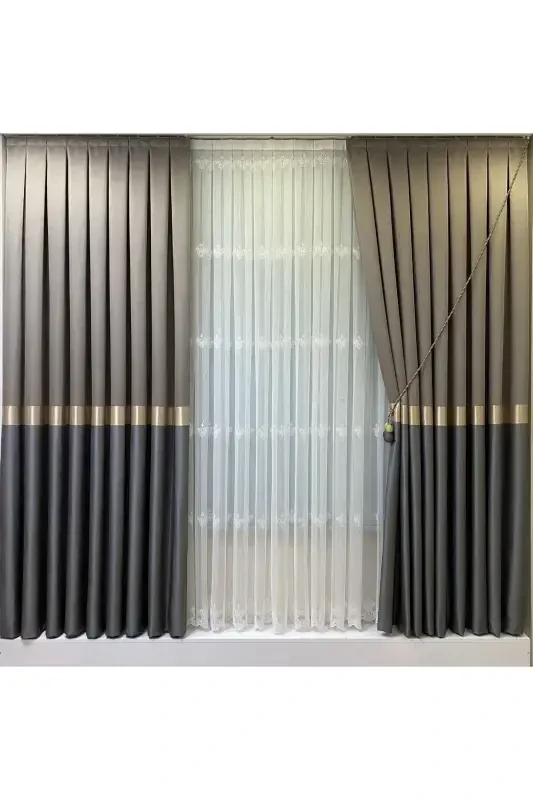 Panel Background Curtain Latte Light Anthracite (single Wing)-Latte Light Anthracite - FON DÜNYASI