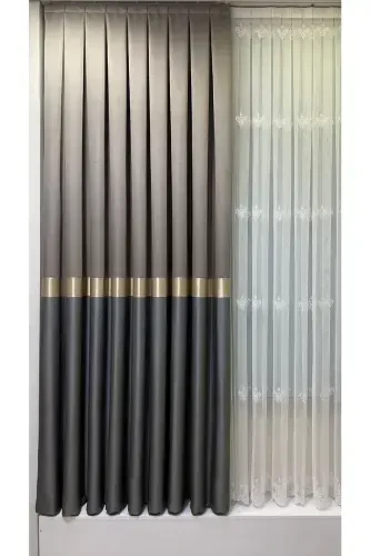 Panel Background Curtain Latte Light Anthracite (single Wing)-Latte Light Anthracite - FON DÜNYASI (1)