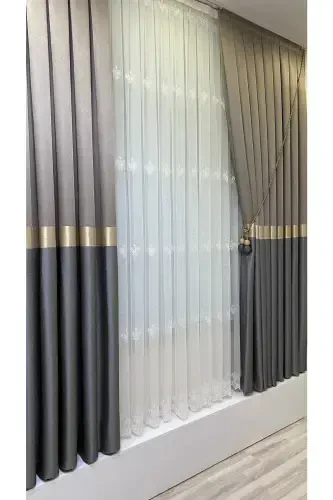 Panel Background Curtain Latte Light Anthracite (single Wing)-Latte Light Anthracite - 3