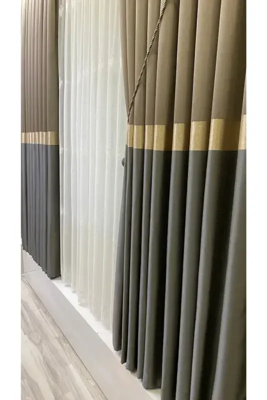Panel Background Curtain Latte Light Anthracite (single Wing)-Latte Light Anthracite - 5