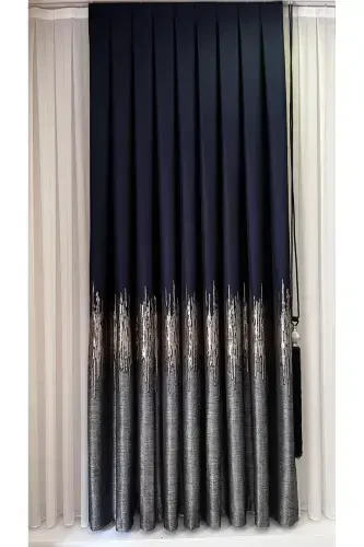 Panel Background Curtain Navy Gray (Single Wing)-Navy Gray - 2